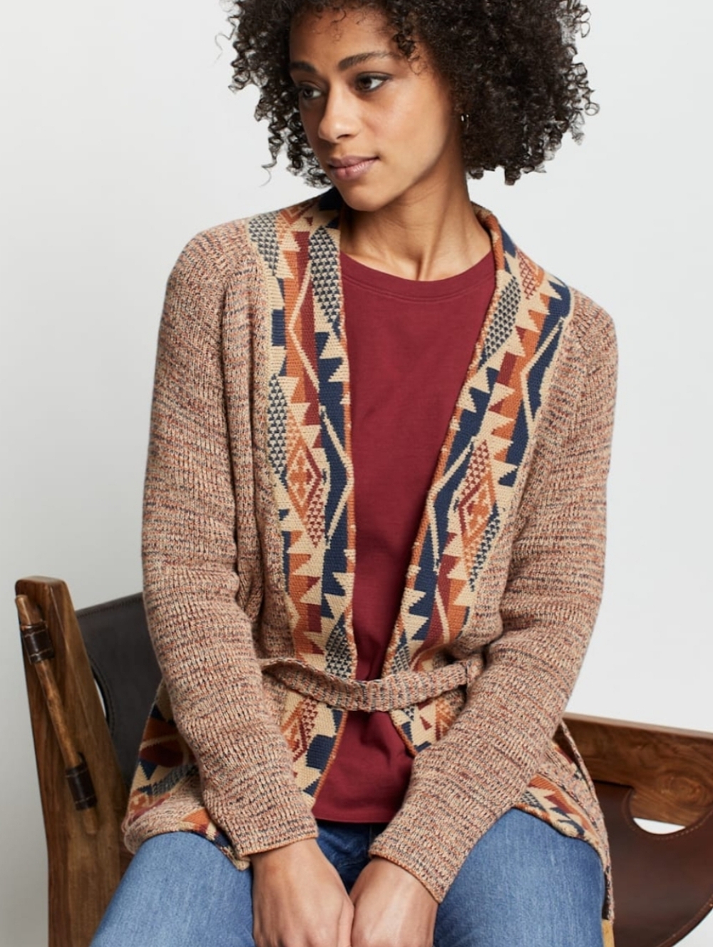Pendleton Marley Cotton Cardigan Southwestern Aztec Cabincore Shawl Collar